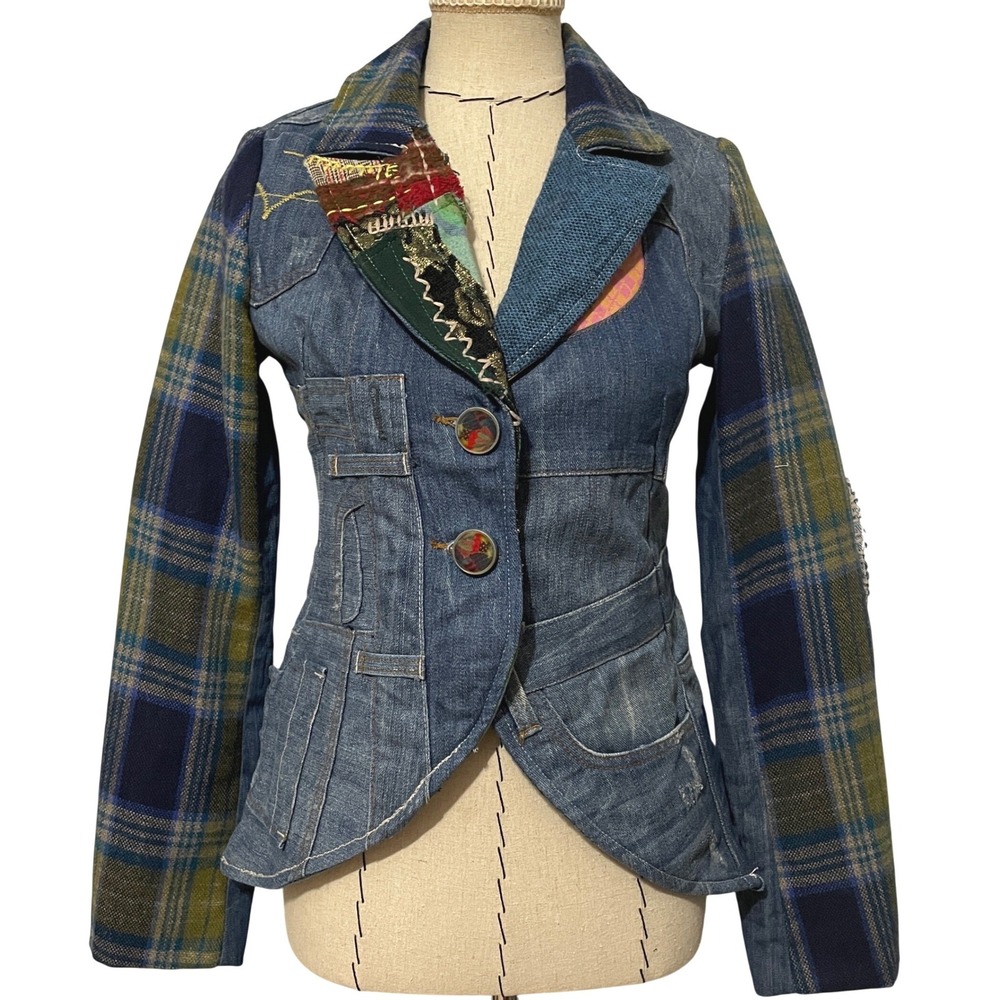 Desigual Denim Patchwork Blazer Jacket Women's EU… - image 1